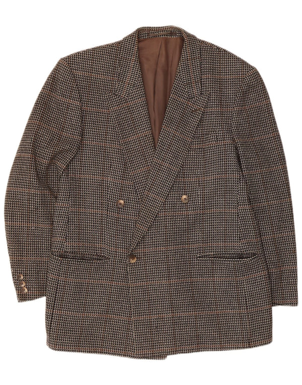 Vintage Ανδρικό Σακάκι Μπλέιζερ με διπλό στήθος IT 50 Large Brown Check Wool