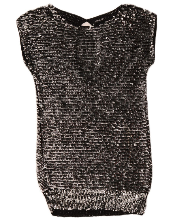 Mangano Γυναικείο φόρεμα Bodycon με παγιέτες UK 14 μεσαίο ασημί μαλλί