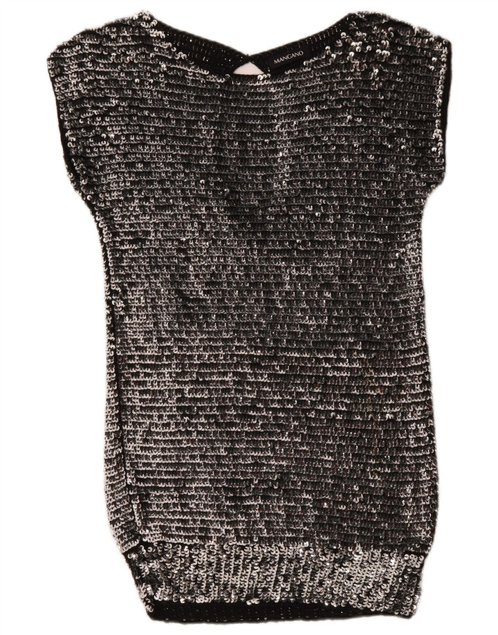 Mangano Γυναικείο φόρεμα Bodycon με παγιέτες UK 14 μεσαίο ασημί μαλλί