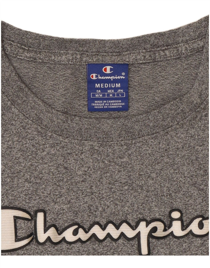 Champion Womens Graphic T-Shirt Top UK 12 Medium Grey