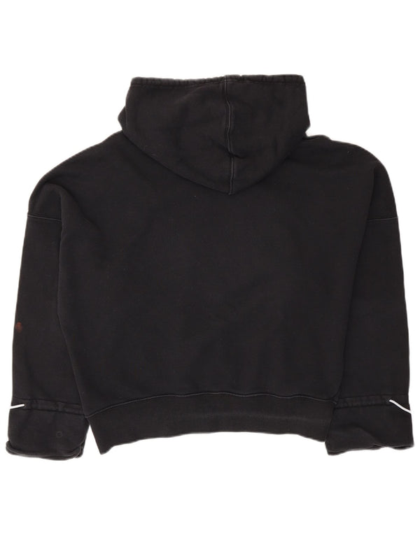 Γυναικεία Adidas Oversized Crop Graphic Hoodie Jumper UK 6 XS Μαύρο βαμβακερό