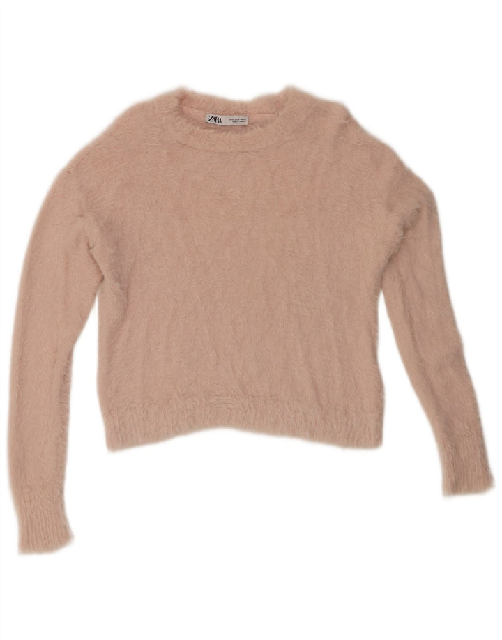 Γυναικείο πουλόβερ ZARA Crop Crop Neck Jumper UK 10 Small Pink Polyamide