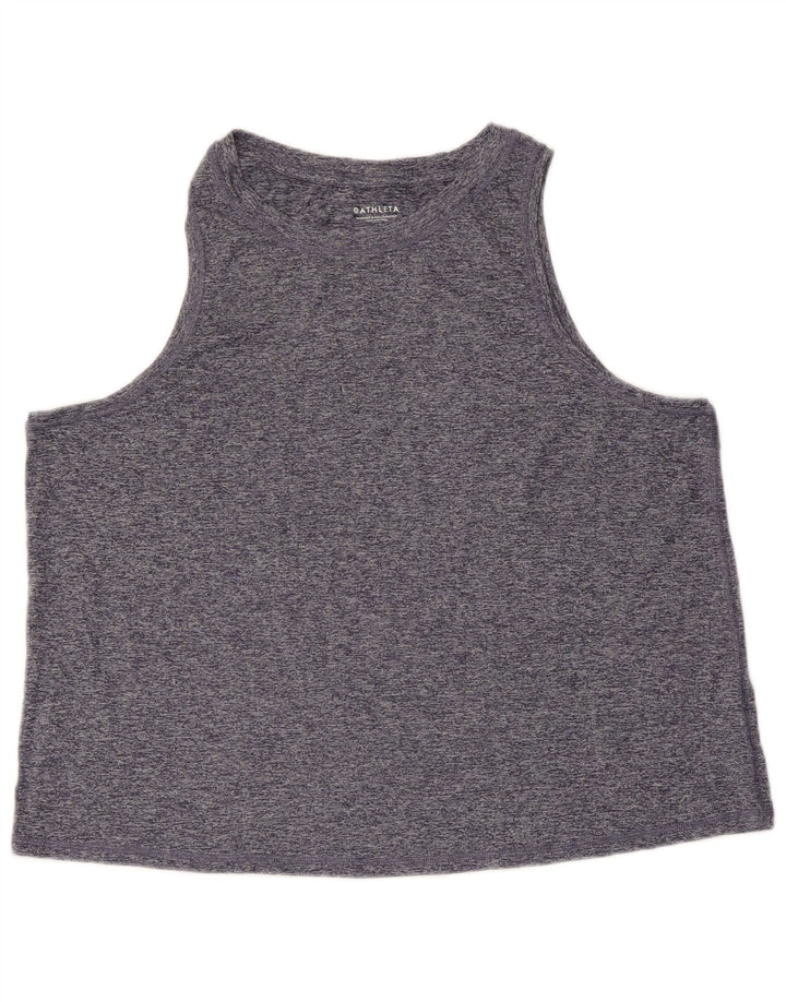ATHLETA Γυναικείο Crop Γιλέκο UK 18 XL Navy Blue Flecked Polyester