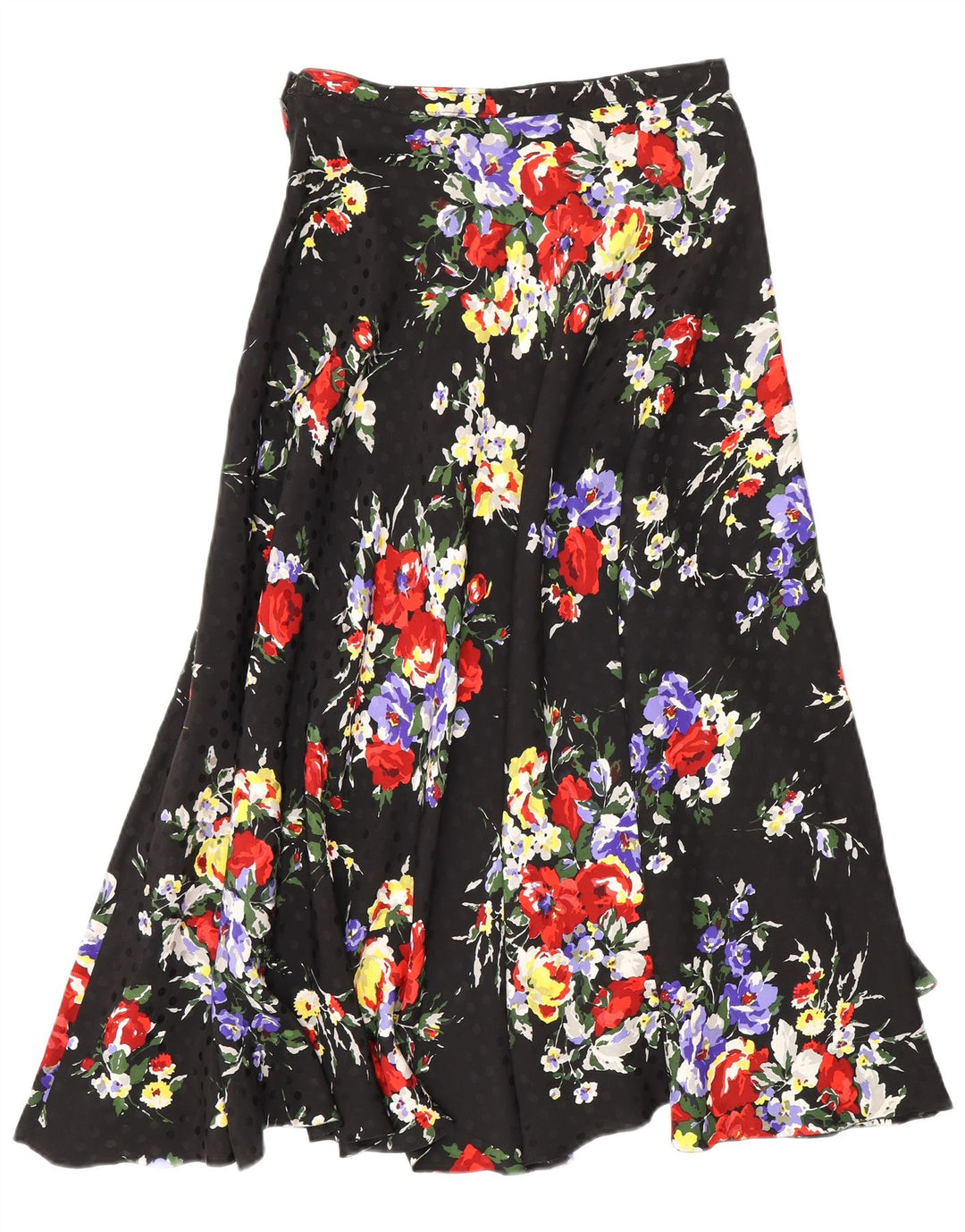 Vintage Γυναικεία Flared Φούστα W26 Small Black Floral