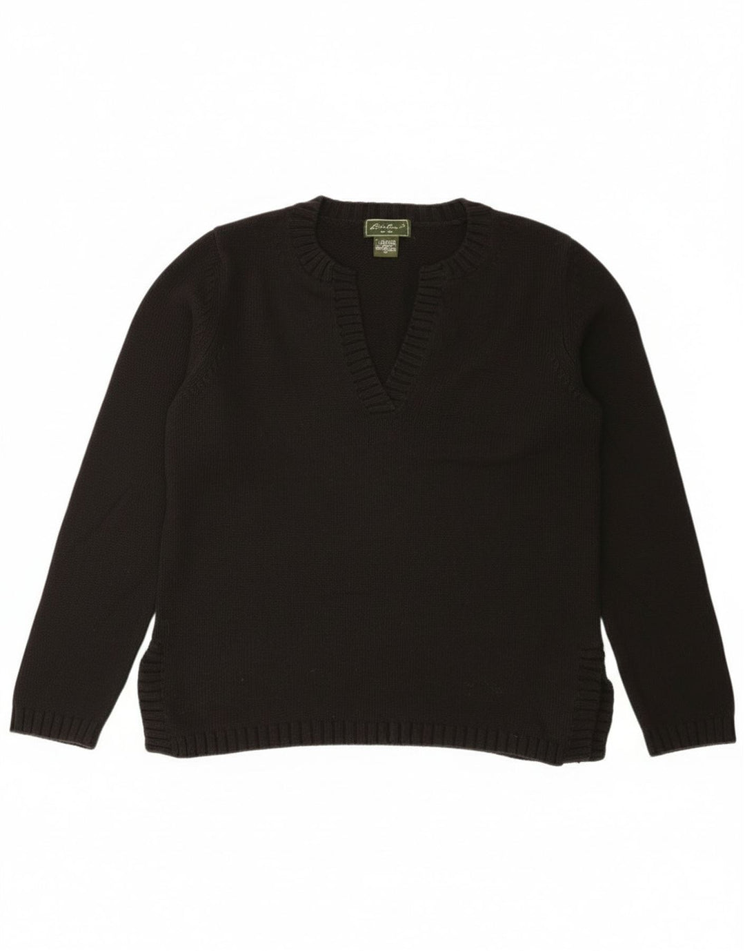 Eddie Bauer Γυναικείο πουλόβερ με λαιμόκοψη με V λαιμόκοψη UK 14 μεσαίο μαύρο βαμβακερό
