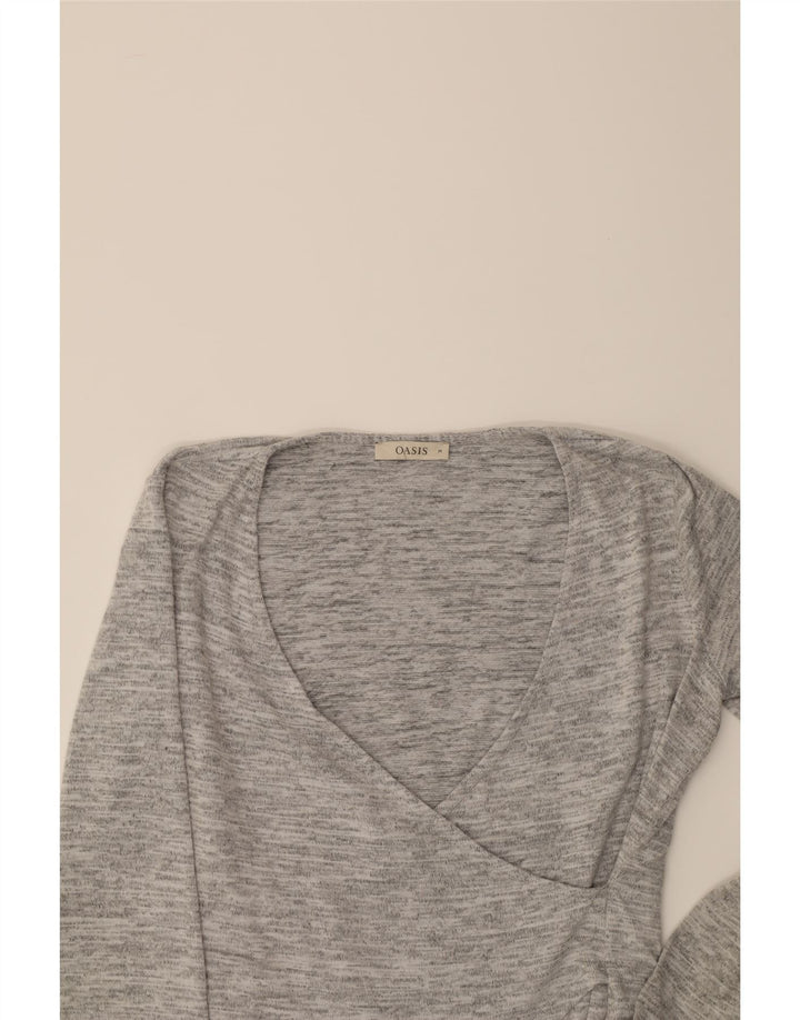 OASIS Womens Top Long Sleeve UK 14 Medium Grey Polyester Vintage Oasis and Second-Hand Oasis from Messina Hembry 