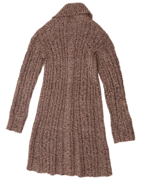 Vintage Γυναικείο Longline Cardigan πουλόβερ UK 14 Medium Brown