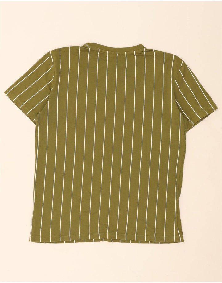 KARL KANI Mens T-Shirt Top Medium Green Striped Cotton Vintage Karl Kani and Second-Hand Karl Kani from Messina Hembry 