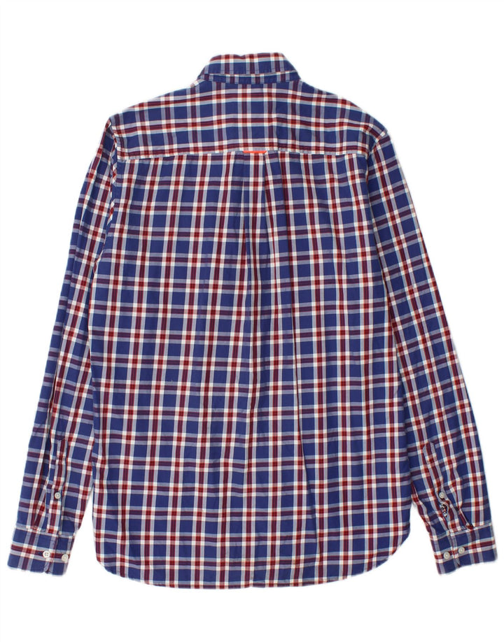Ανδρικό φανελένιο πουκάμισο SUPERDRY XS Navy Blue Check Cotton