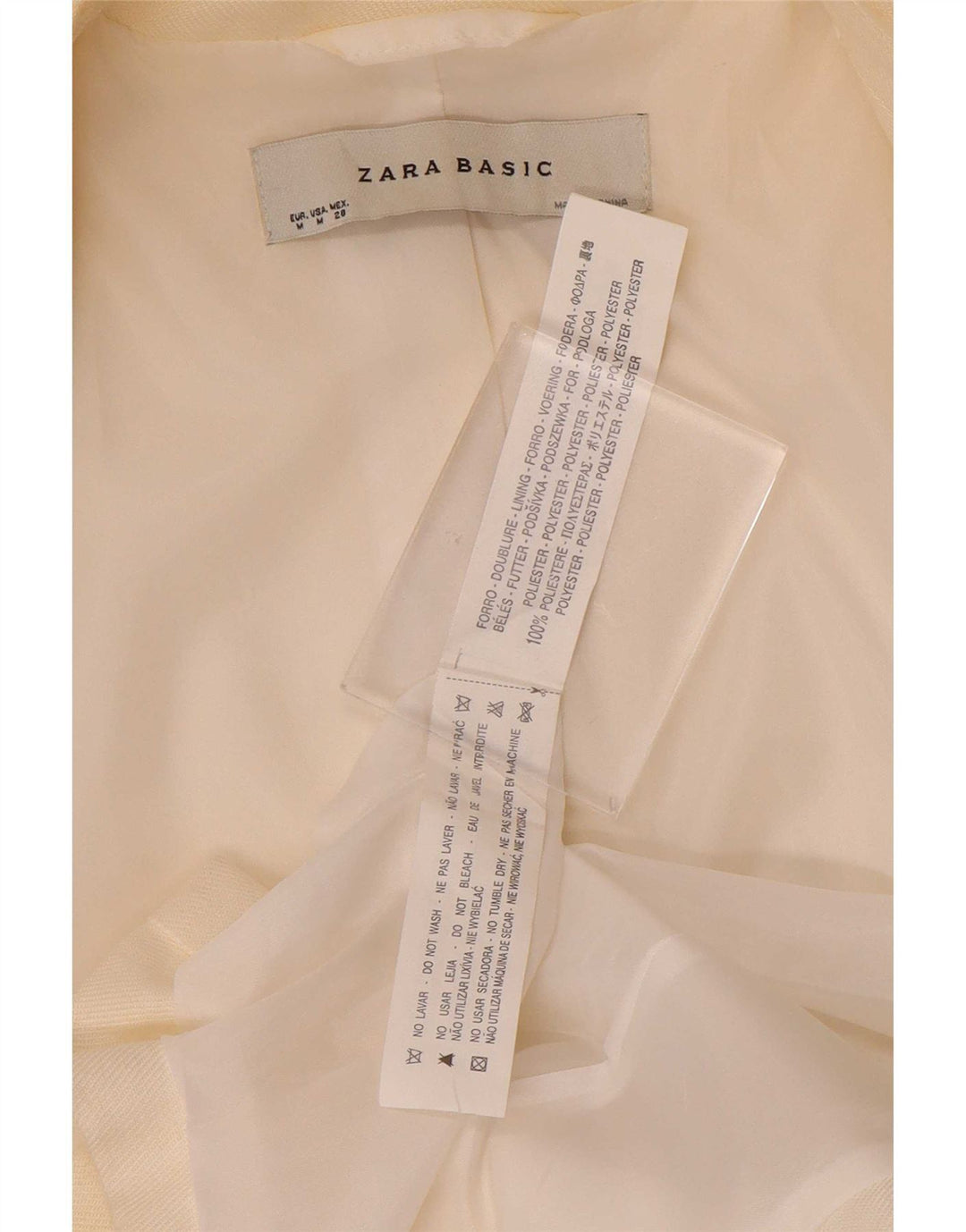 Zara Γυναικείο Μπουφάν 1 Κουμπί Blazer UK 12 Μεσαίο Λευκό Πολυεστέρας