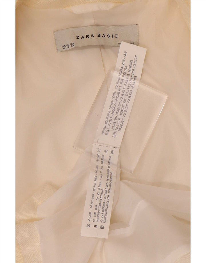 Zara Γυναικείο Μπουφάν 1 Κουμπί Blazer UK 12 Μεσαίο Λευκό Πολυεστέρας