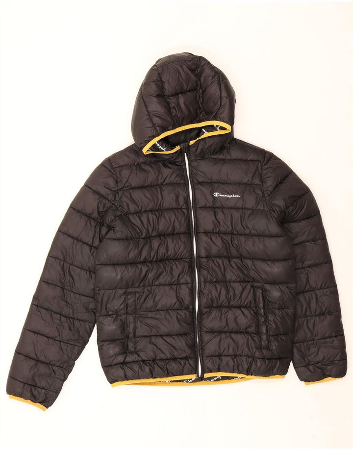 Champion Boys Hooded Jacket 15-16 Years 2XL Black Polyester