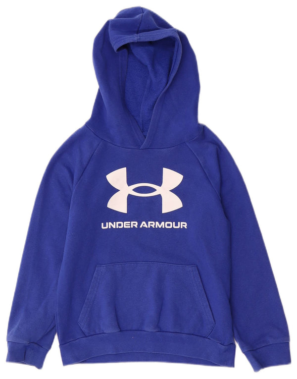 UNDER Armour Boys Graphic Hoodie Jumper 7-8 ετών Small Blue Cotton