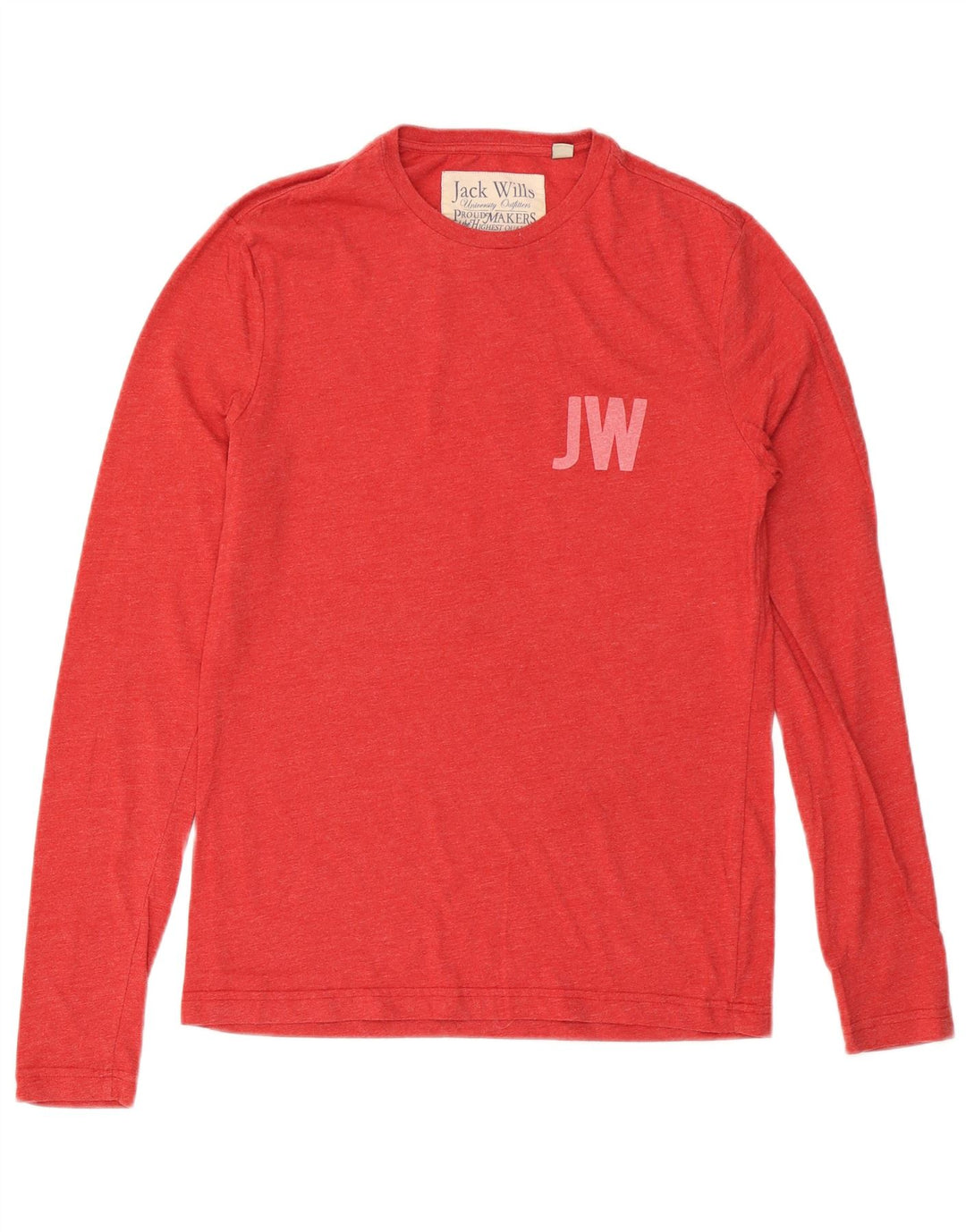 JACK WILLS Ανδρικό γραφικό τοπ μακρυμάνικο μικρό κόκκινο βαμβακερό