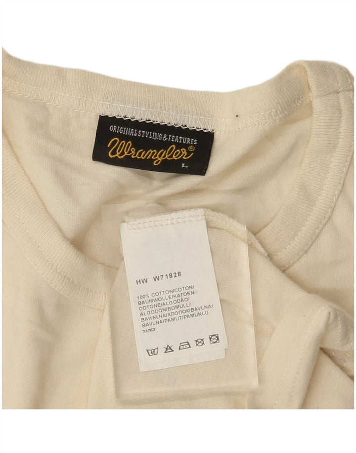 Ανδρικό γραφικό μπλουζάκι Wrangler, μεγάλο, βαμβακερό σε λευκό χρώμα