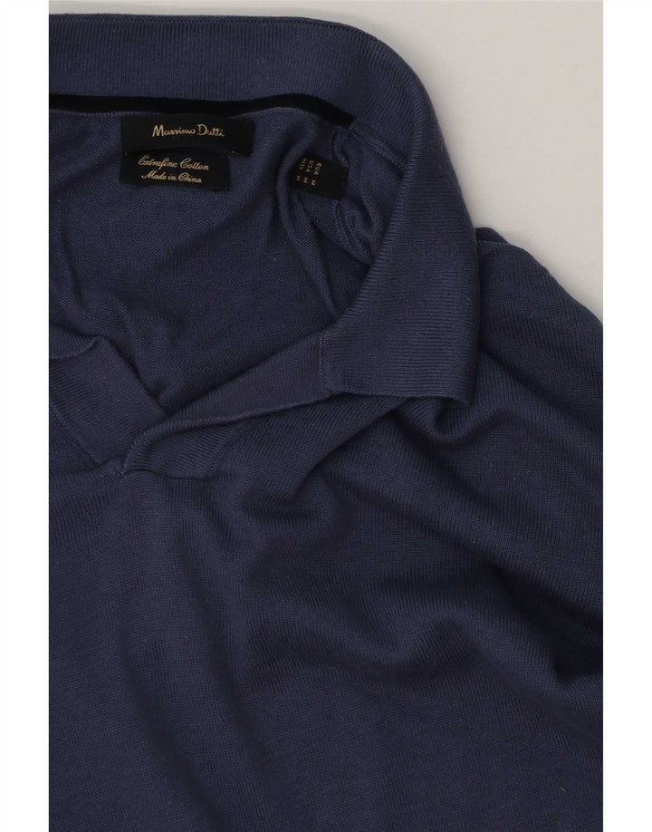 Ανδρικό πουλόβερ Massimo Dutti με λαιμόκοψη μεσαίου μπλε χρώματος