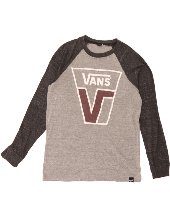 VANS Boys Graphic Top Long Sleeve 13-14 Years Grey Colourblock Vintage Vans and Second-Hand Vans from Messina Hembry 