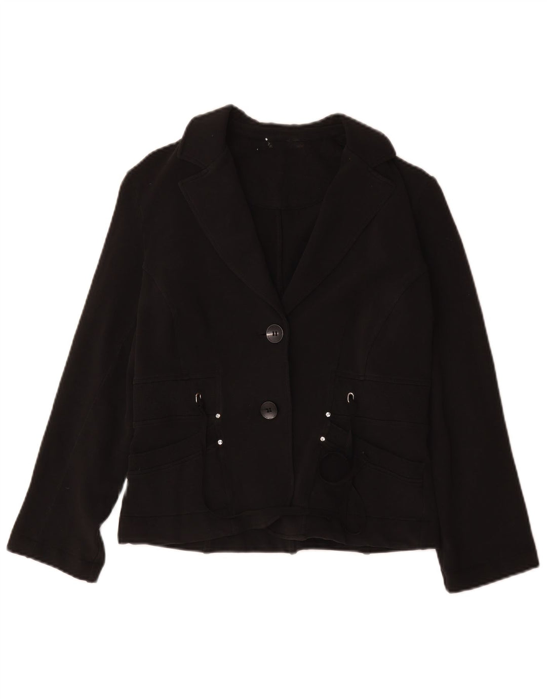 Vintage γυναικείο σακάκι blazer 2 κουμπιών UK 12 μεσαίο μαύρο βαμβακερό