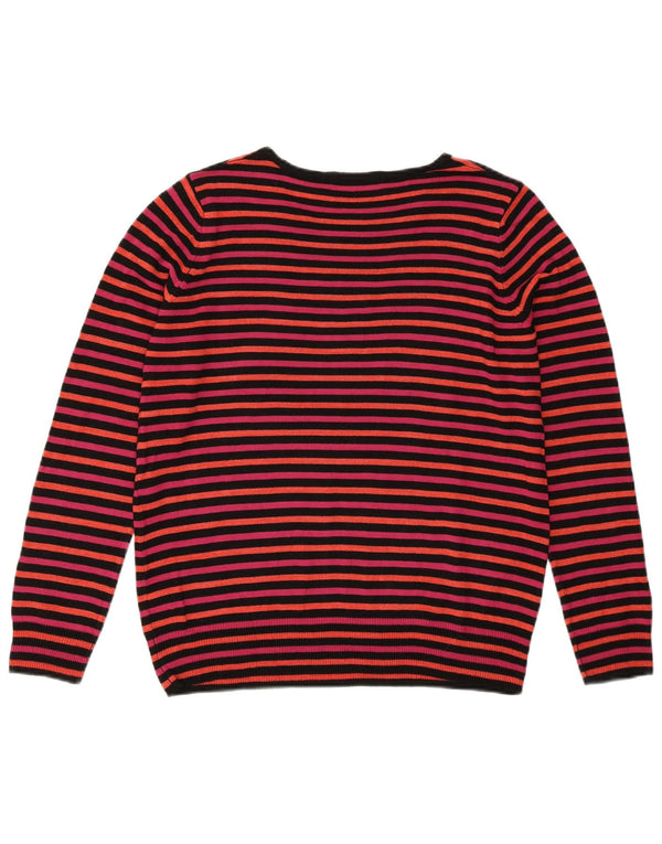 MARKS & SPENCER Γυναικείο πουλόβερ με λαιμόκαυστο UK 14 μεγάλο ροζ ριγέ