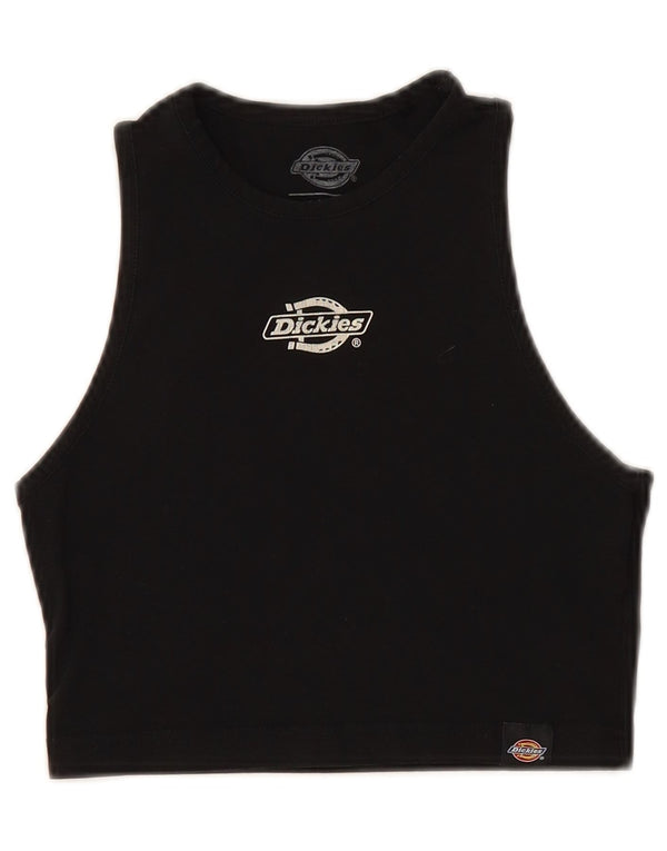 DICKIES Γυναικείο Slim Crop γραφικό γιλέκο UK 4 XS Μαύρο βαμβακερό