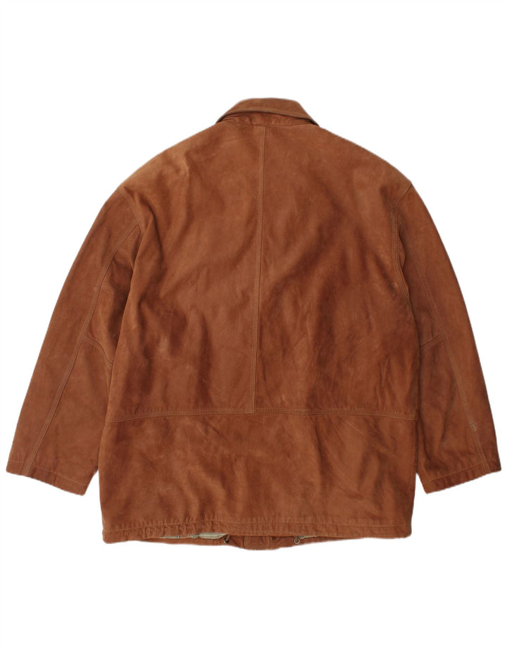 Ανδρικό Suede Jacket Giaccomo Larusso UK 42 XL Καφέ Δερμάτινο