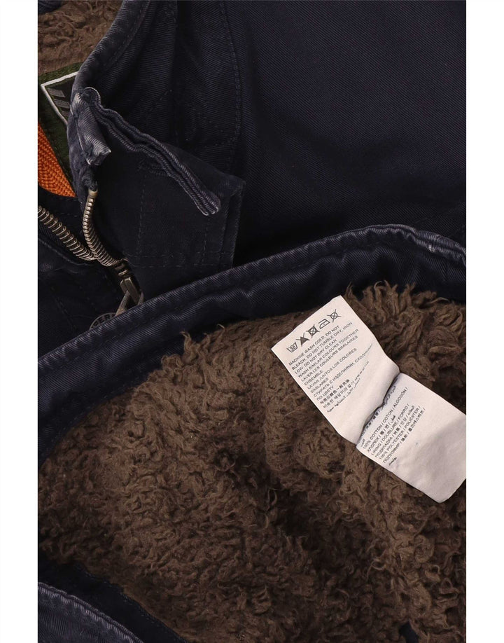 Superdry Mens Sherpa Utility Jacket UK 38 Medium Navy Blue Cotton