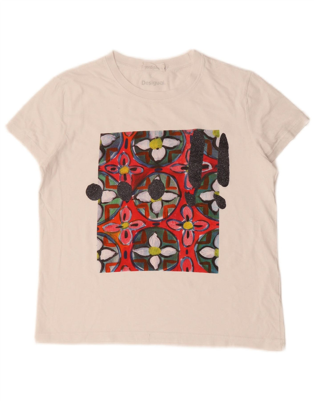 Γυναικείο γραφικό μπλουζάκι Desigual Top UK 12 Medium White