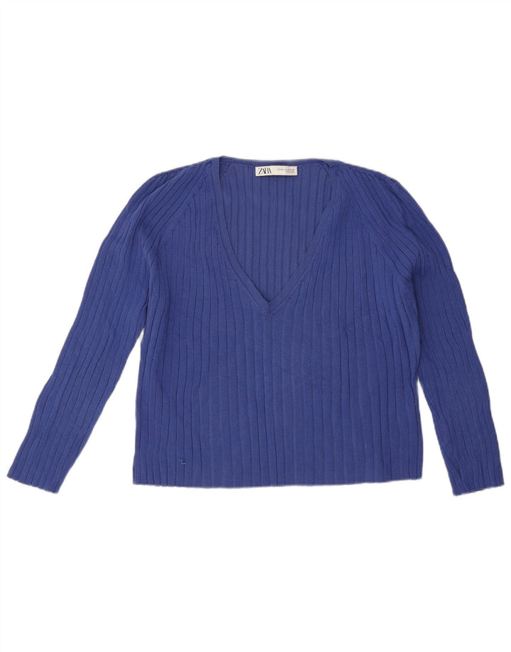 Zara Γυναικείο Μπλουζάκι 3/4 Μανίκι UK 20 2XL Μπλε βισκόζη