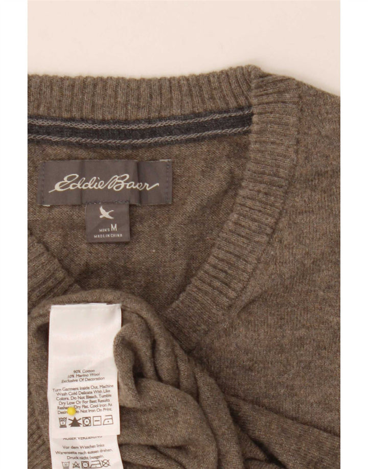 Eddie Bauer Ανδρικό πουλόβερ με λαιμόκοψη με μεσαίο χακί βαμβάκι