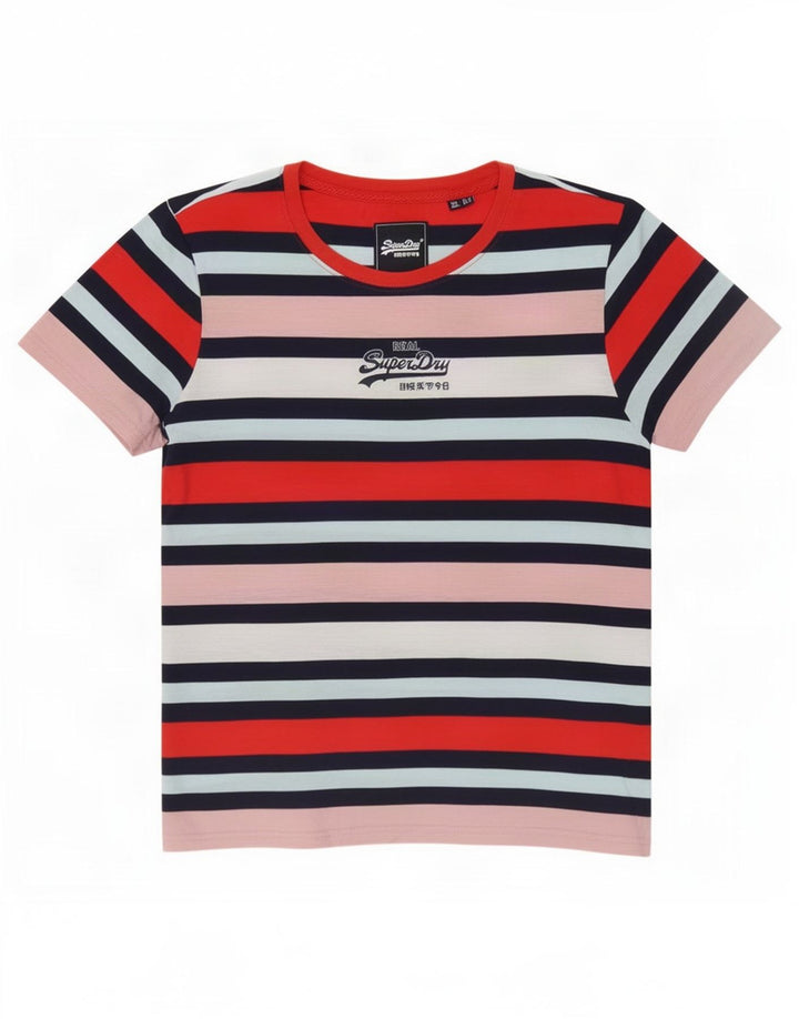 Γυναικείο γραφικό μπλουζάκι Superdry τοπ UK 12 μεσαία πολύχρωμα ριγέ