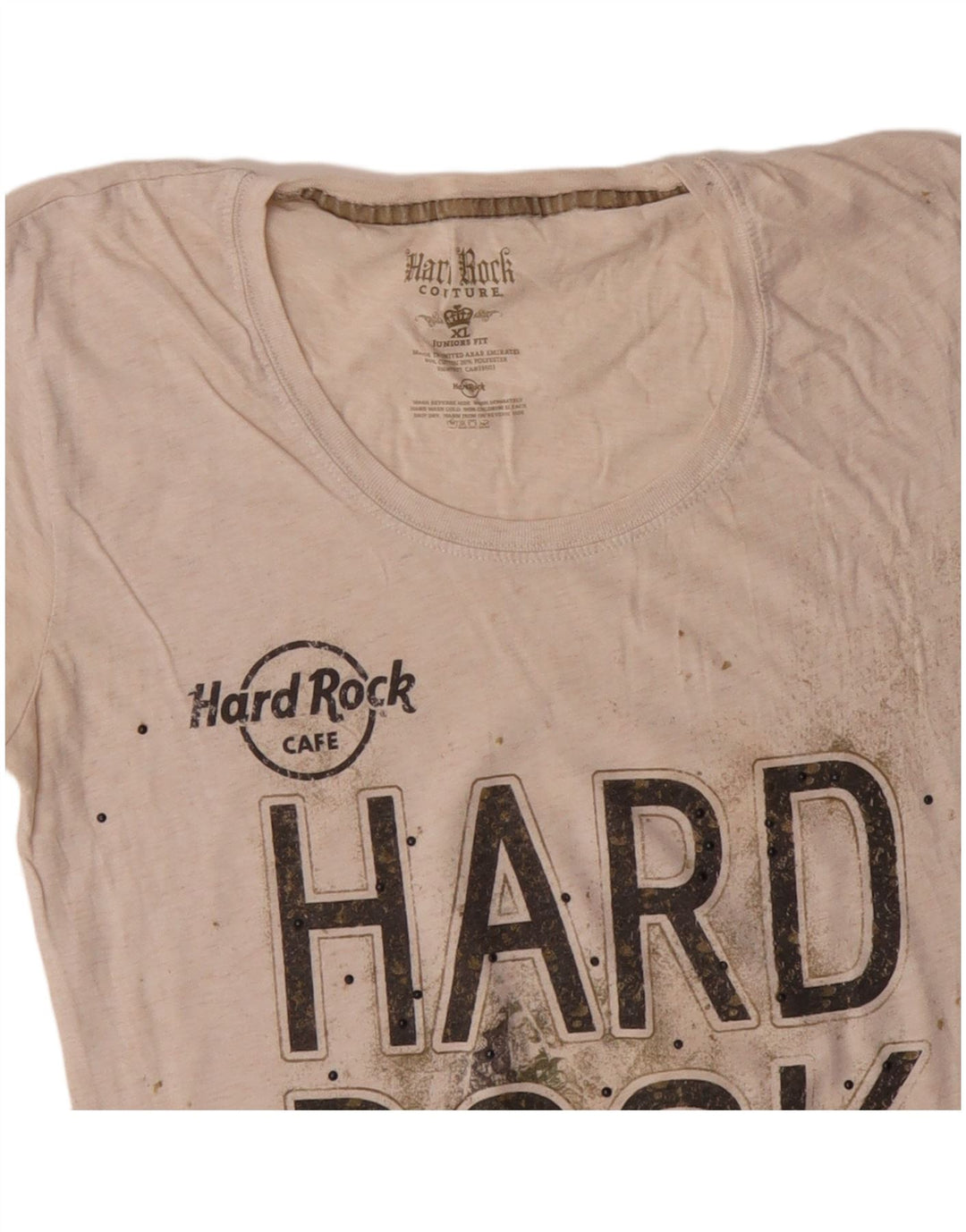 HARD ROCK CAFE Girls London Graphic T-Shirt Top 15-16 Years XL Off White