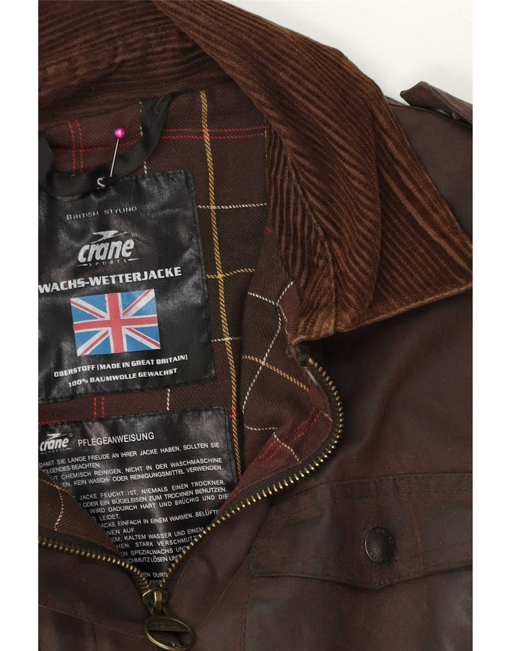 Crane Γυναικείο Military Oversized κερωμένο μπουφάν UK 10 Small Brown