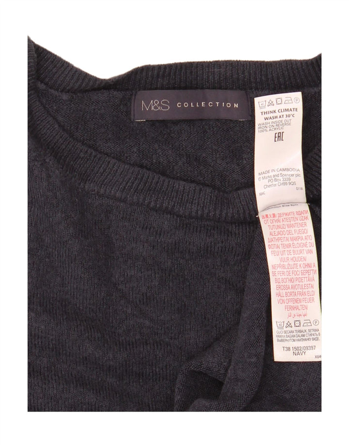 Marks & Spencer Γυναικείο πουλόβερ με λαιμόκοψη UK 12 Medium Navy Blue