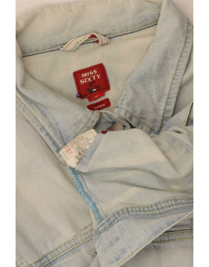 Miss Sixty Womens Crop Τζιν Μπουφάν UK 14 Large Blue Cotton
