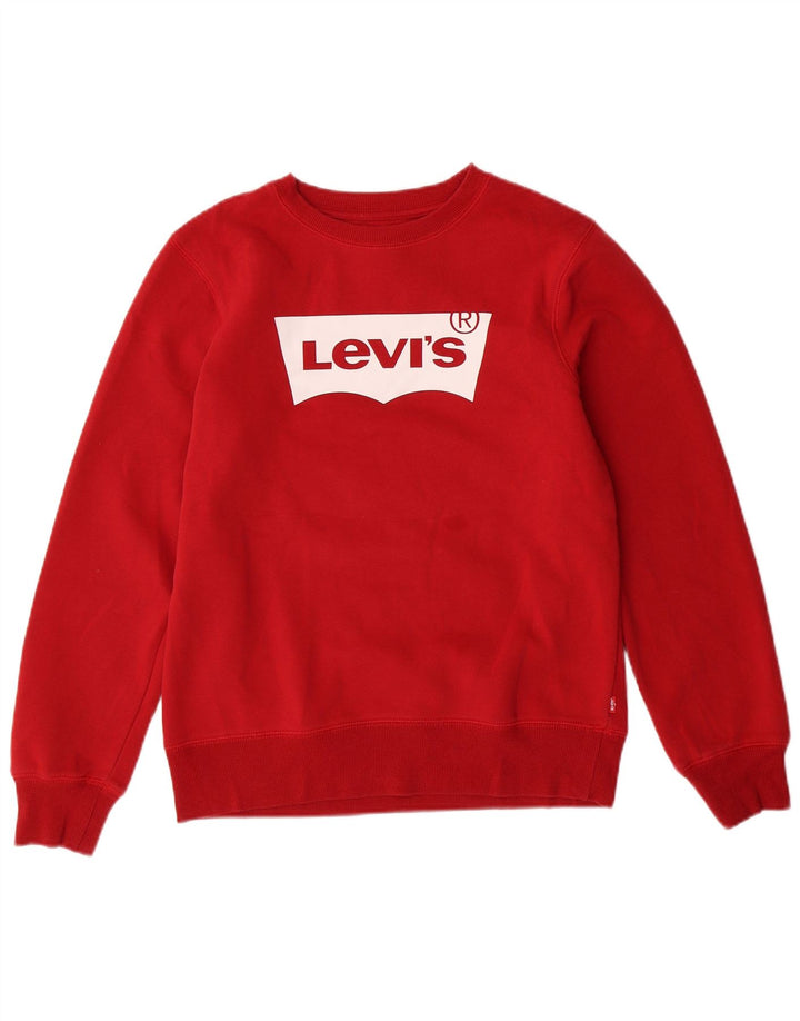 Γραφικό φούτερ LEVI'S Boys Jumper 13-14 ετών κόκκινο βαμβακερό