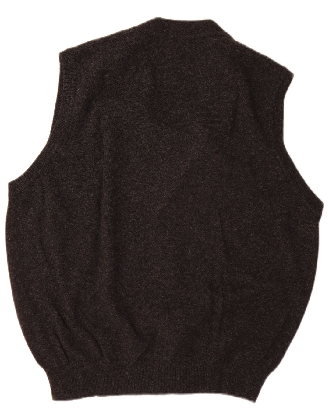 Ανδρικό αμάνικο πουλόβερ ζακέτα Benetton με μεσαίο γκρι παρθένο μαλλί