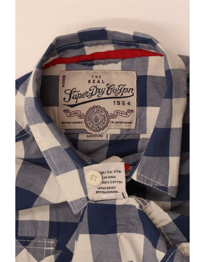 Ανδρικό πουκάμισο Superdry, μεσαίο μπλε βαμβακερό Gingham