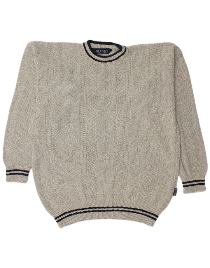 Ανδρικό πουλόβερ με λαιμόκοψη VINTAGE XL Γκρι βαμβακερό