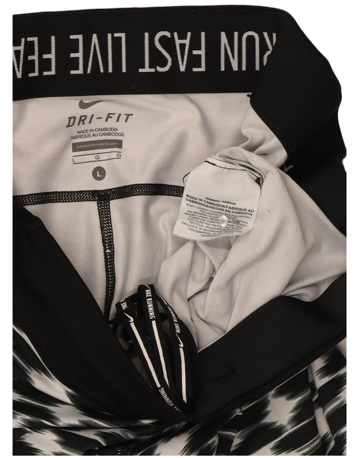 Γυναικείο κολάν Nike Dri Fit μεγάλο μαύρο γεωμετρικό πολυεστέρα