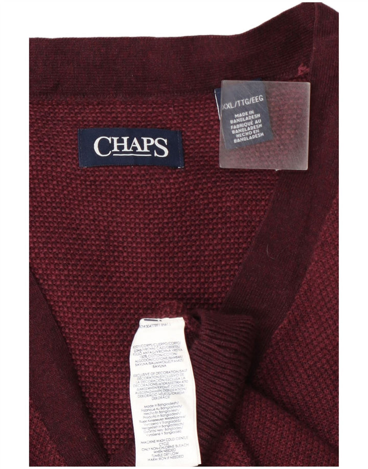 Chaps Ανδρικό πουλόβερ ζακέτα 2XL από βαμβακερό μπορντό