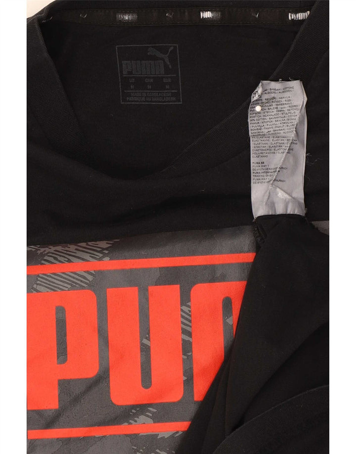 Ανδρικό γραφικό μπλουζάκι Puma, μεσαίο μαύρο βαμβακερό