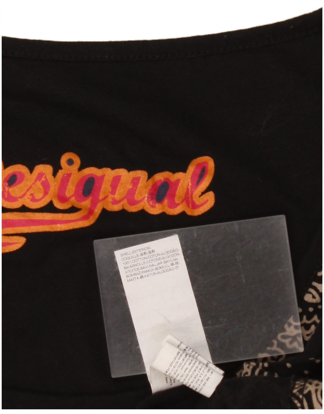 DESIGUAL Γυναικείο γραφικό ασύμμετρο φόρεμα UK 14 Medium Black Paisley