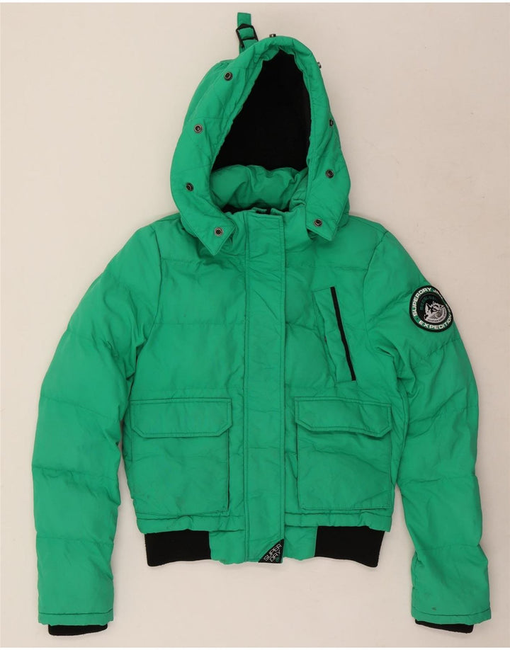 Superdry γυναικείο μπουφάν με κουκούλα μεγάλου μεγέθους με επένδυση UK 8 Μικρό πράσινο χρώμα