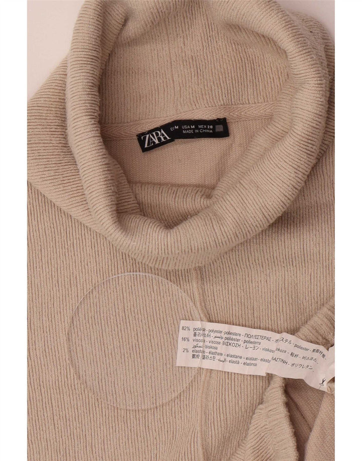 Zara γυναικείο πουλόβερ με ρολό λαιμόκοψη UK 14 μεσαίο πολυεστέρας