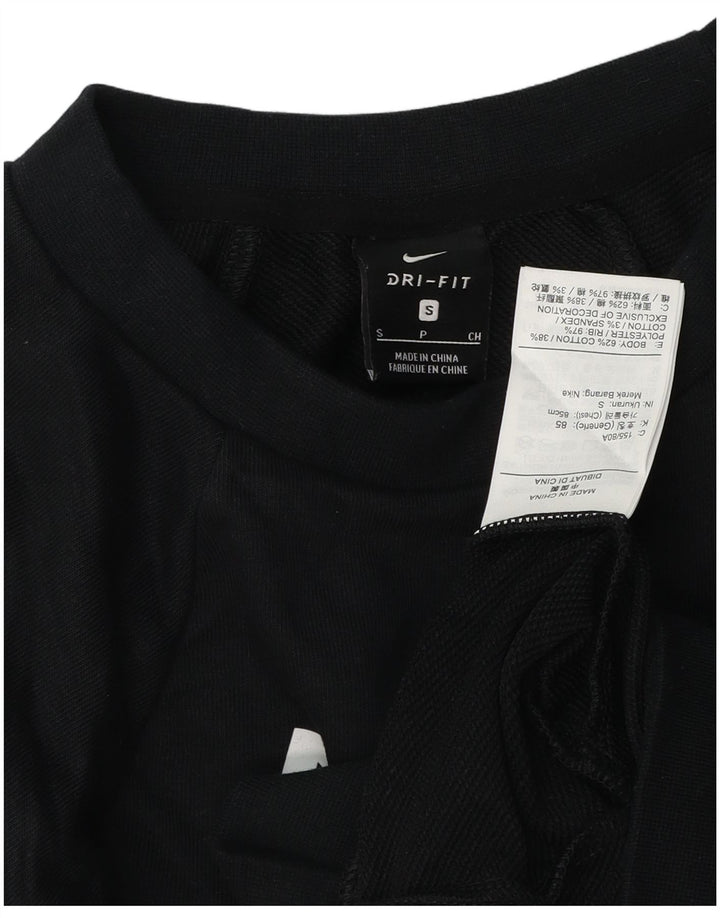 Γυναικεία Nike Dri Fit Crop υπερμεγέθη φούτερ Jumper UK 10 Small Black