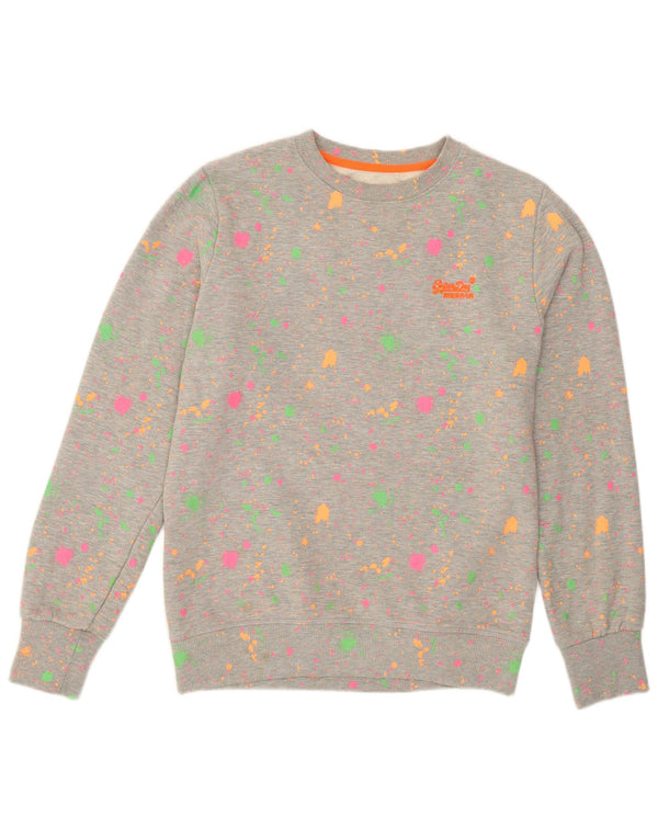 Γυναικείο φούτερ Superdry Jumper UK 16 Μεγάλο βαμβακερό γκρι στίγματα