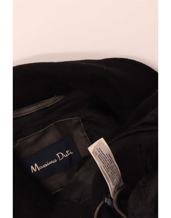 Massimo Dutti Ανδρικό παλτό μπιζελιού UK 44 2XL Μαύρο μαλλί
