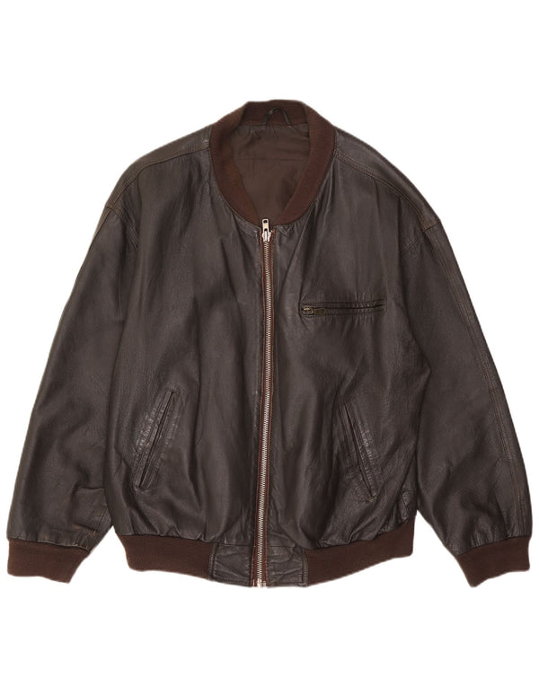 Ανδρικό δερμάτινο μπουφάν VINTAGE Loose Fit UK 36 Small Brown Leather