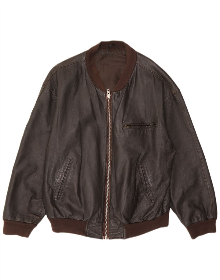 Ανδρικό δερμάτινο μπουφάν VINTAGE Loose Fit UK 36 Small Brown Leather