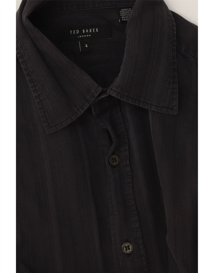 TED BAKER Ανδρικό πουκάμισο 4 Μεγάλο Μαύρο Ρίγα